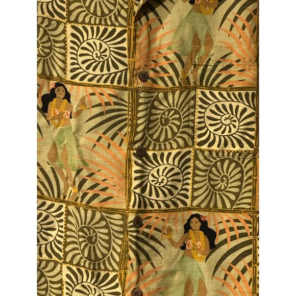 Tommy Bahama 100% Silk SS Button Up Camp Shirt Hula Girl Floral Size Med Men's - Picture 3 of 6